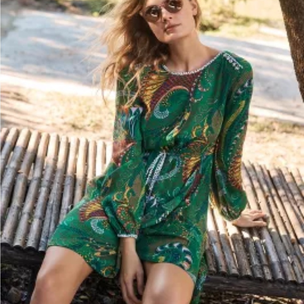 Anthropologie Maeve Janis Paisley Printed Green Dress Size 6P